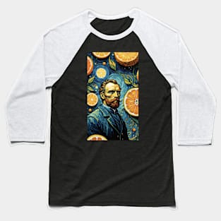 Starry Night Mosaic: Van Gogh Inspired Portrait with Lemons Baseball T-Shirt